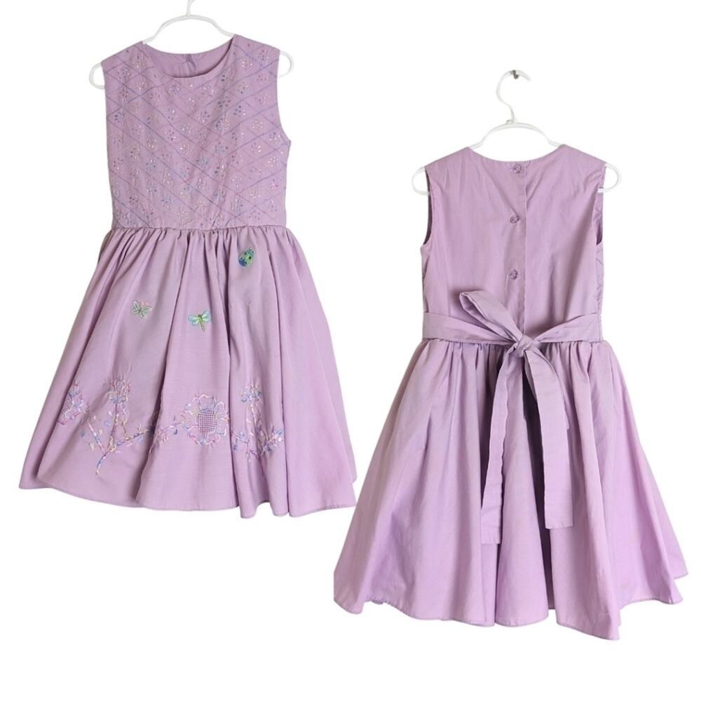 Whimsical Fit & Flare Dress Butterfly Ladybug Dragonfly Girls 8
